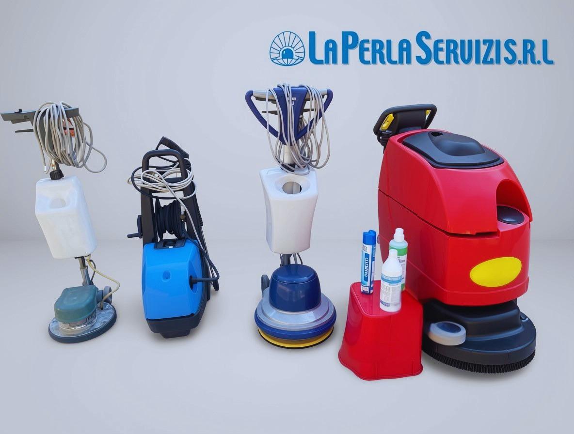 Attrezzature professionali La Perla Servizi: lavasciuga, monospazzola, idropulitrice e aspiratore